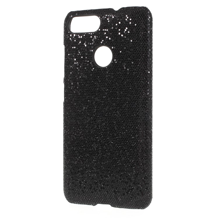 Leather Coated PC Phone Casing for Asus ZenFone Max Plus (M1) ZB570TL - Black Glittery Sequins-2