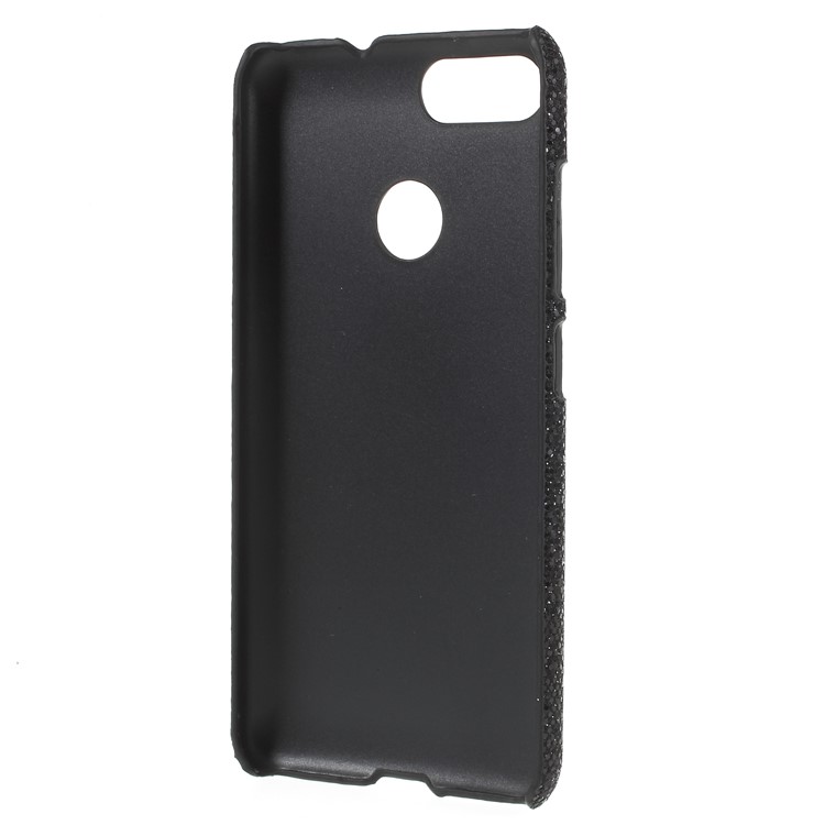 Leather Coated PC Phone Casing for Asus ZenFone Max Plus (M1) ZB570TL - Black Glittery Sequins-3