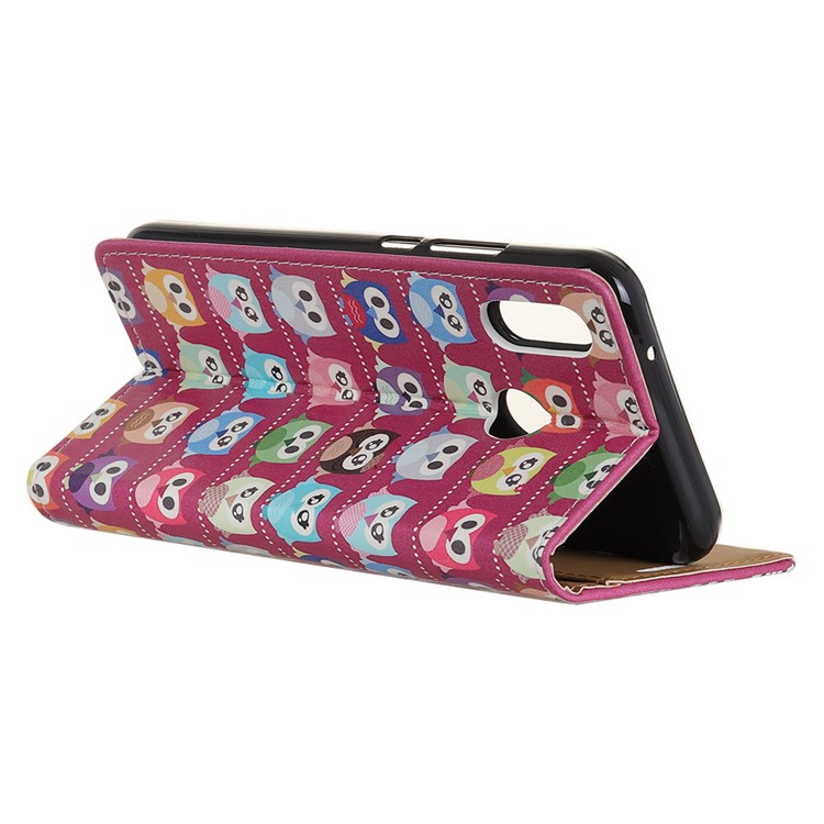Pattern Printing Multiple Owls Wallet Leather Cover for Asus Zenfone 5 ZE620KL - Purple Background-3