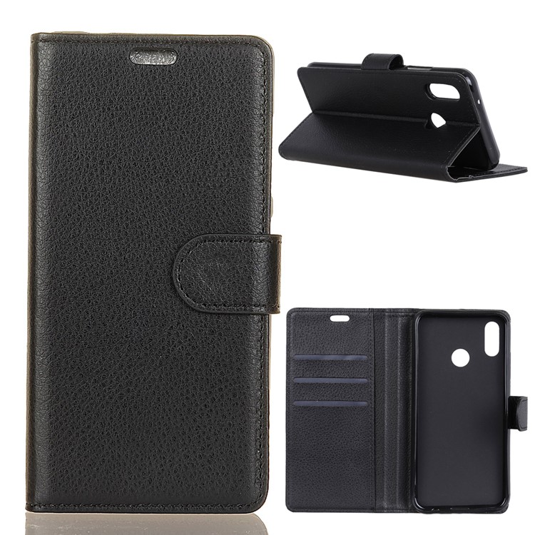 Litchi Skin Leather Wallet Case for Asus Zenfone 5 ZE620KL - Black-1