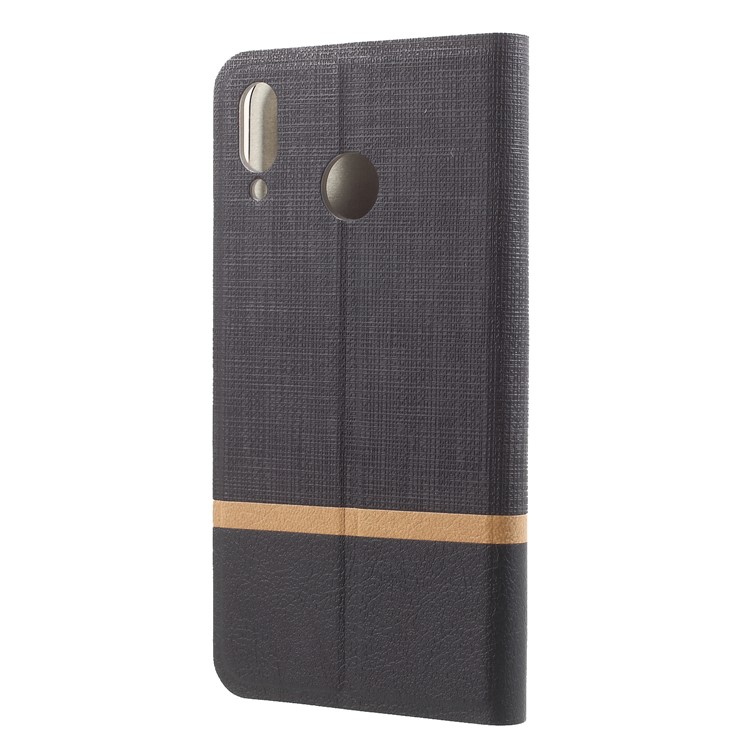 For Asus Zenfone Max (M1) ZB555KL Cross Pattern Bi-color Leather Cover Shell with Card Slot - Black-2