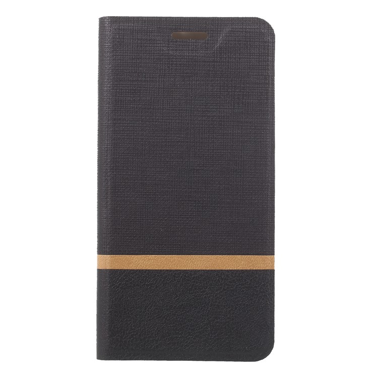 For Asus Zenfone Max (M1) ZB555KL Cross Pattern Bi-color Leather Cover Shell with Card Slot - Black-3