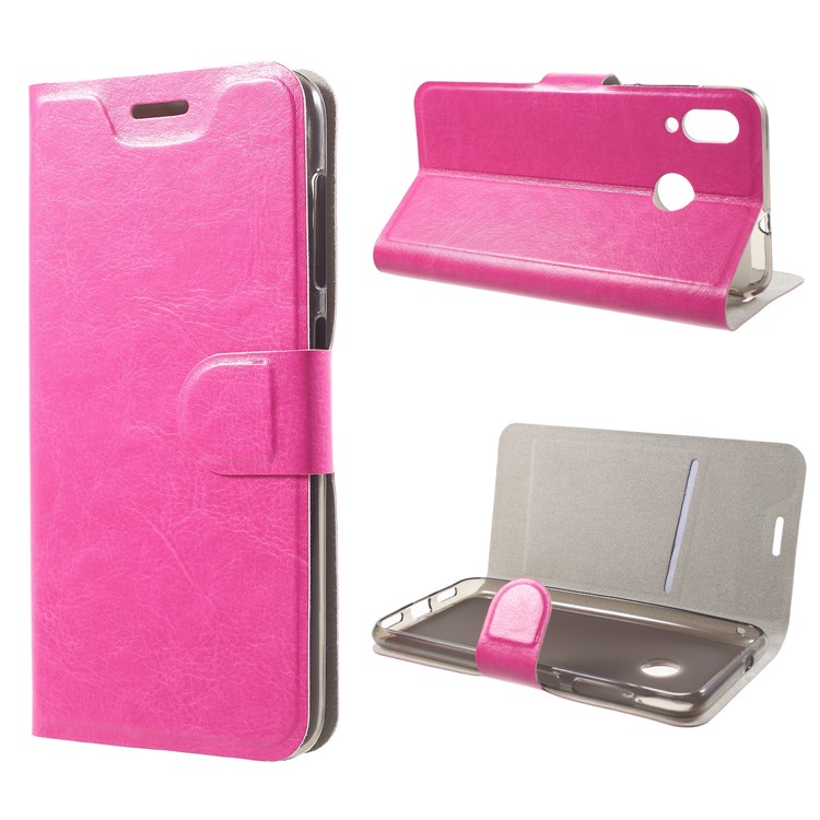 Crazy Horse Wallet Stand Leather Case (Built-in Steel Sheet) for Asus Zenfone Max (M1) ZB555KL - Rose-1