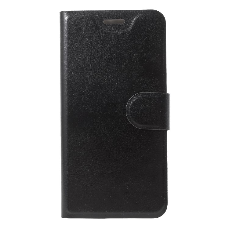 Crazy Horse Wallet Leather Stand Cover (Built-in Steel Sheet) for Asus Zenfone Max (M1) ZB555KL - Black-1