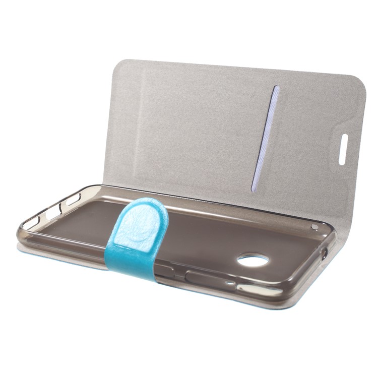 Crazy Horse Wallet Stand Leather Mobile Shell (Built-in Steel Sheet) for Asus Zenfone Max (M1) ZB555KL - Blue-5