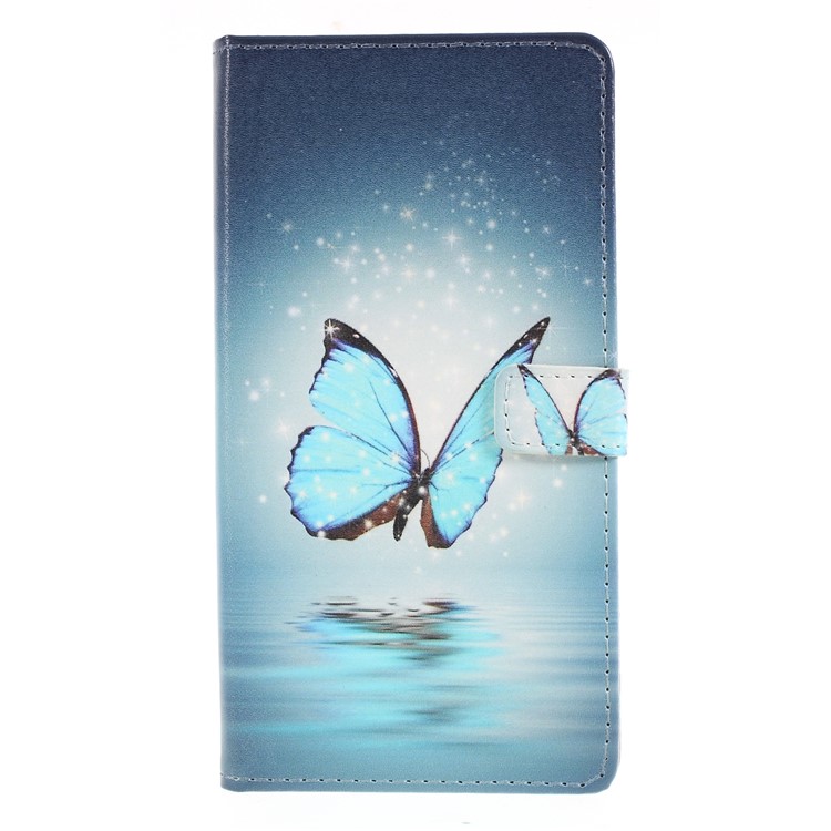Pattern Printing Magnetic Leather Wallet Case for Asus Zenfone 5Z ZS620KL - Blue Butterfly-1