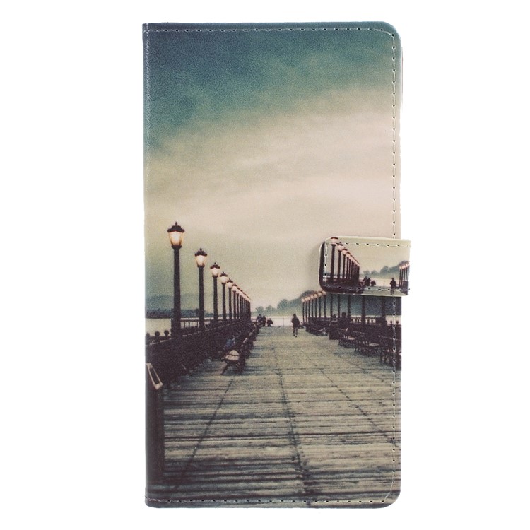 Pattern Printing PU Leather Wallet Case for Asus Zenfone 5Z ZS620KL - Dock at Sunset-1