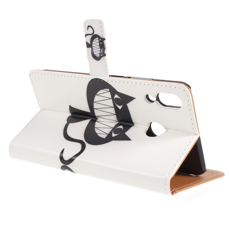 Pattern Printing Leather Wallet Case Phone Shell for Asus Zenfone 5Z ZS620KL - Black Cat-5