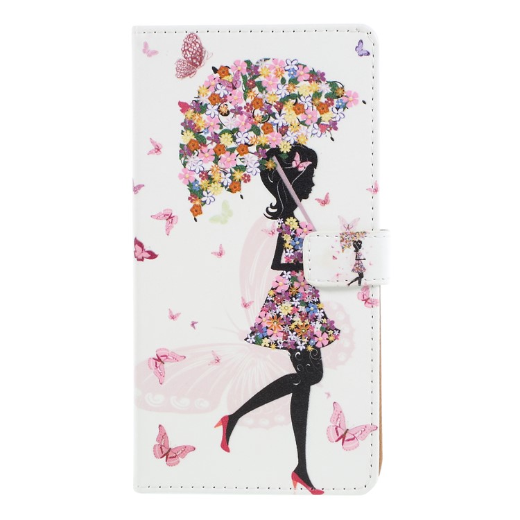 Pattern Printing Magnetic Leather Stand Case for Asus Zenfone 5Z ZS620KL - Flowered Girl Holding Umbrella-1