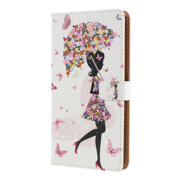 Pattern Printing Magnetic Leather Stand Case for Asus Zenfone 5Z ZS620KL - Flowered Girl Holding Umbrella-3