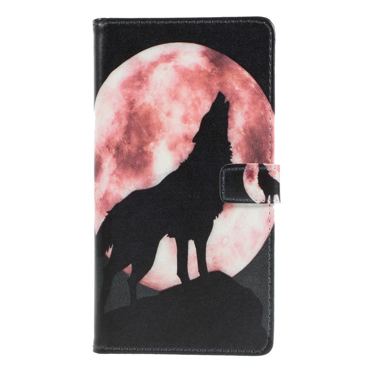Pattern Printing Magnetic Leather Stand Cover for Asus Zenfone 5Z ZS620KL - Wolf Howling at the Moon-1