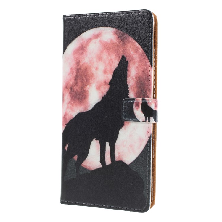Pattern Printing Magnetic Leather Stand Cover for Asus Zenfone 5Z ZS620KL - Wolf Howling at the Moon-3