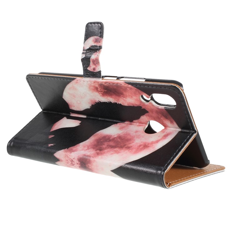 Pattern Printing Magnetic Leather Stand Cover for Asus Zenfone 5Z ZS620KL - Wolf Howling at the Moon-5
