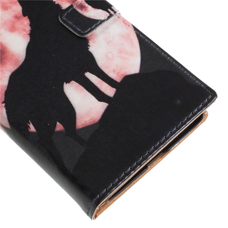 Pattern Printing PU Leather Protection Mobile Phone Case for Asus Zenfone Max (M1) ZB555KL - Wolf Howling at the Moon-7