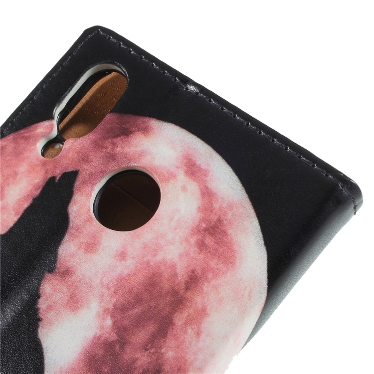 Pattern Printing PU Leather Protection Mobile Phone Case for Asus Zenfone Max (M1) ZB555KL - Wolf Howling at the Moon-8