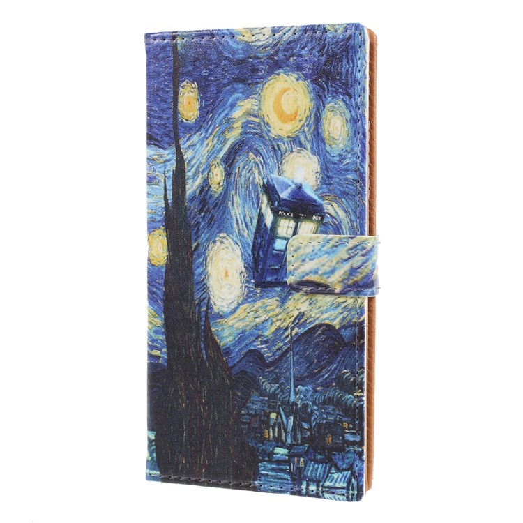 Pattern Printing PU Leather Protection Cell Phone Cover for Asus Zenfone Max (M1) ZB555KL - Starry Night-3