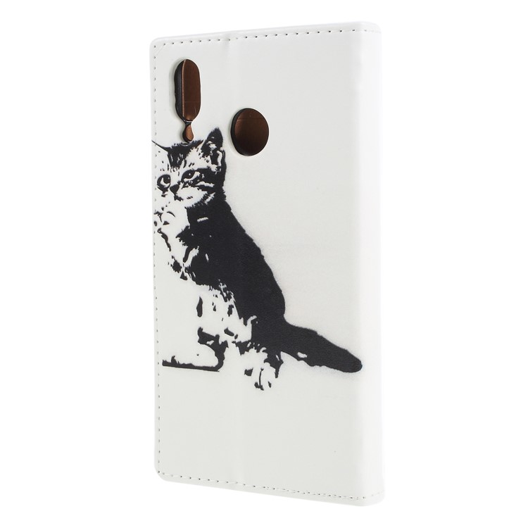 Pattern Printing PU Leather Mobile Casing with Card Slot for Asus Zenfone Max (M1) ZB555KL - Black and White Cat-2