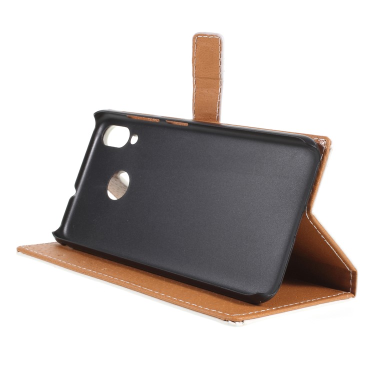 Pattern Printing PU Leather Mobile Casing with Card Slot for Asus Zenfone Max (M1) ZB555KL - Black and White Cat-4