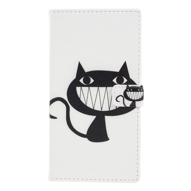 Pattern Printing Wallet Leather Flip Stand Phone Cover for Asus Zenfone Max (M1) ZB555KL - Grinning Cat-1