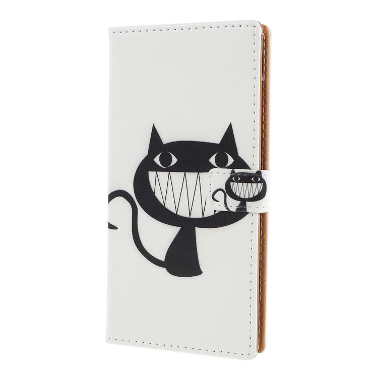 Pattern Printing Wallet Leather Flip Stand Phone Cover for Asus Zenfone Max (M1) ZB555KL - Grinning Cat-3