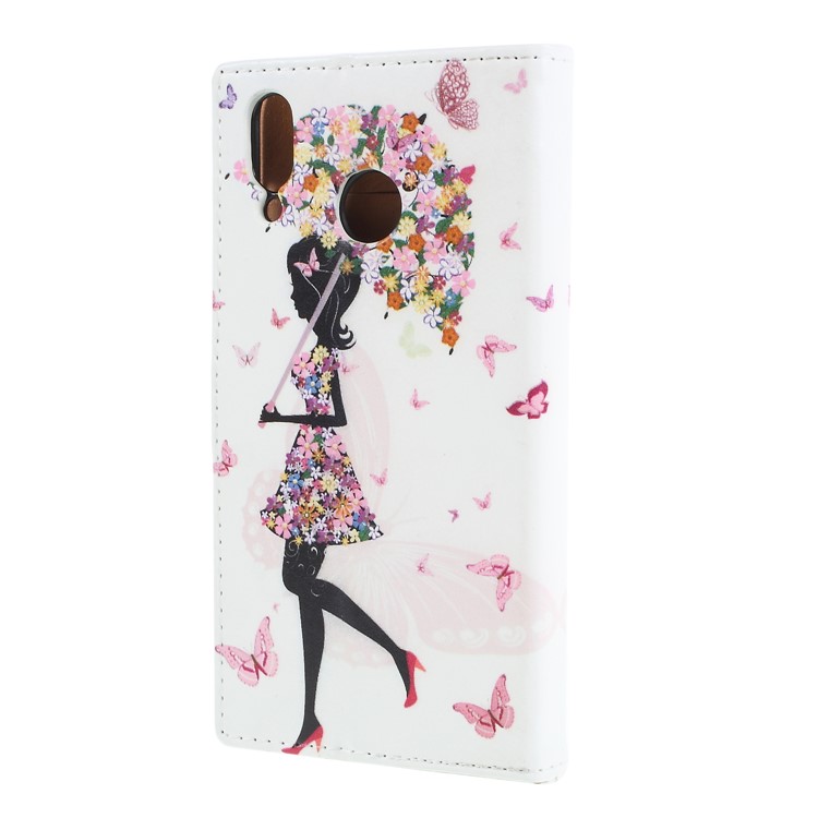 Pattern Printing Wallet Leather Stand Case for Asus Zenfone Max (M1) ZB555KL - Flowered Girl Holding Umbrella-2