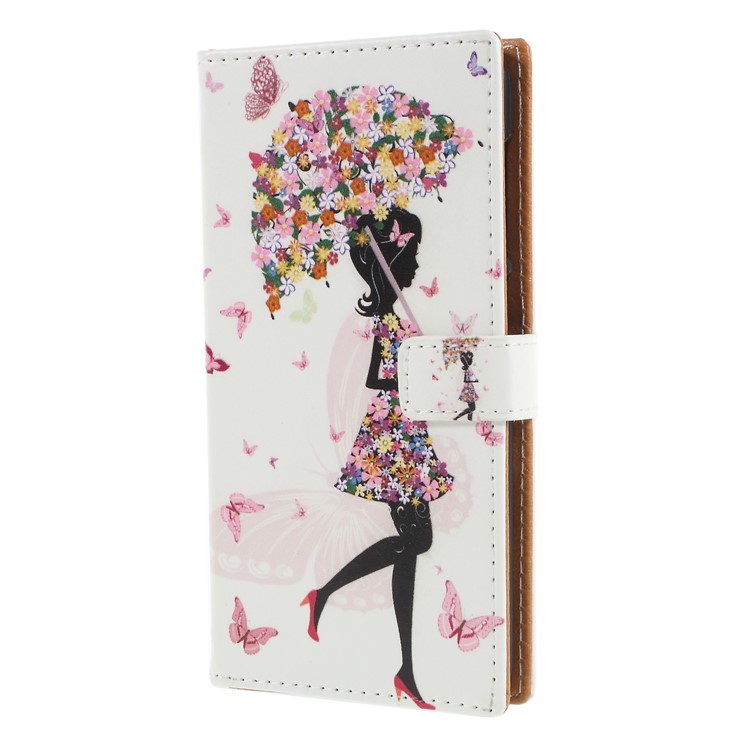Pattern Printing Wallet Leather Stand Case for Asus Zenfone Max (M1) ZB555KL - Flowered Girl Holding Umbrella-3