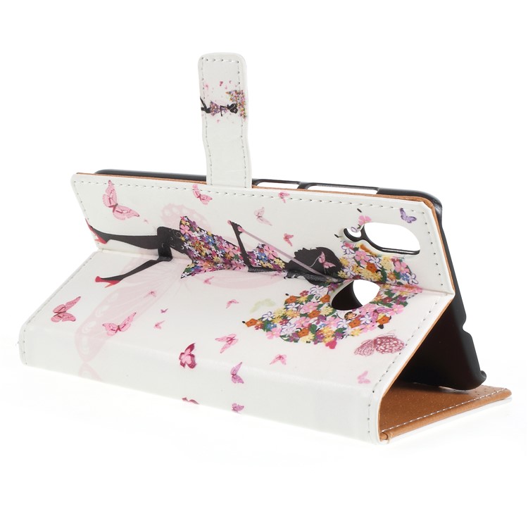 Pattern Printing Wallet Leather Stand Case for Asus Zenfone Max (M1) ZB555KL - Flowered Girl Holding Umbrella-5