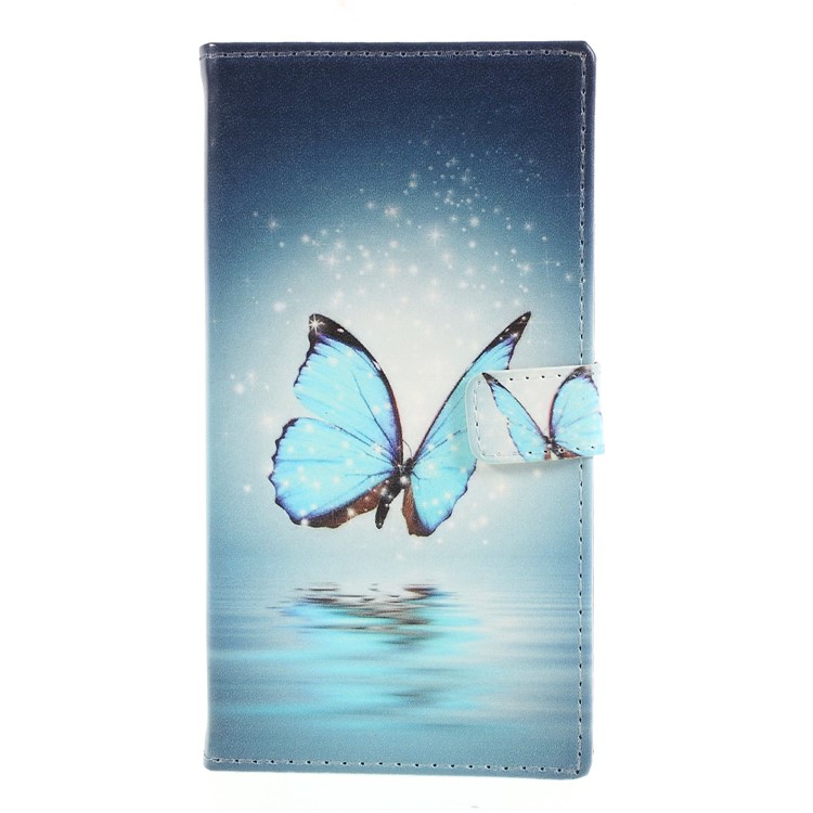 Pattern Printing Stand Wallet Leather Shell Case for Asus Zenfone Max (M1) ZB555KL - Blue Butterfly-1