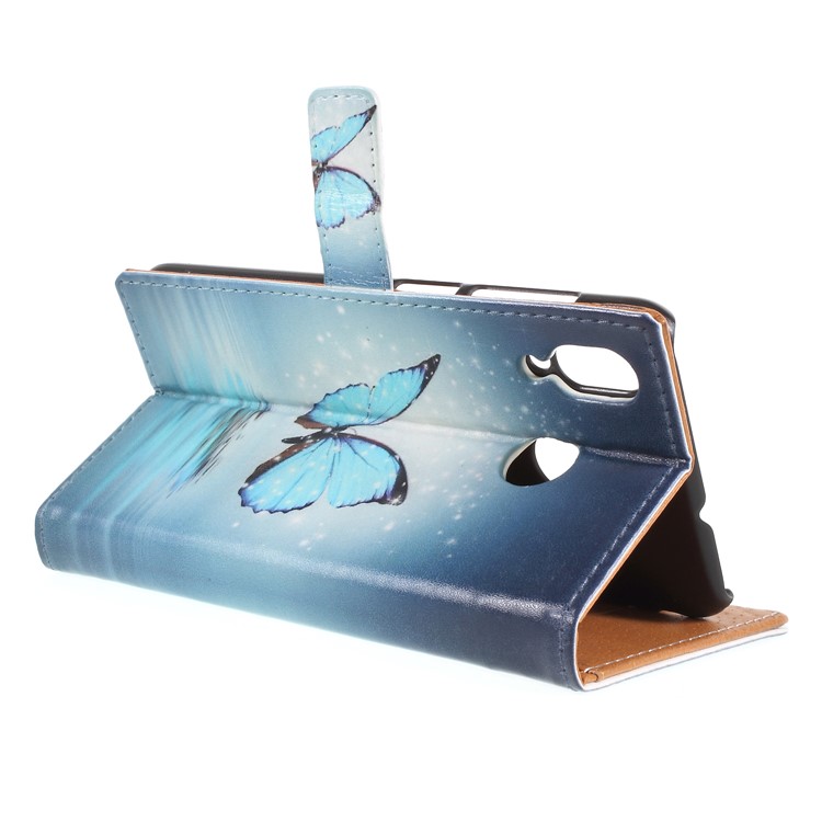 Pattern Printing Stand Wallet Leather Shell Case for Asus Zenfone Max (M1) ZB555KL - Blue Butterfly-5