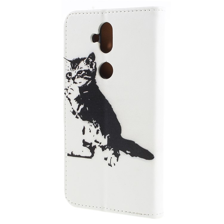 Pattern Printing Wallet Leather Cover Case for Asus Zenfone 5 Lite ZC600KL - Black and White Cat-2