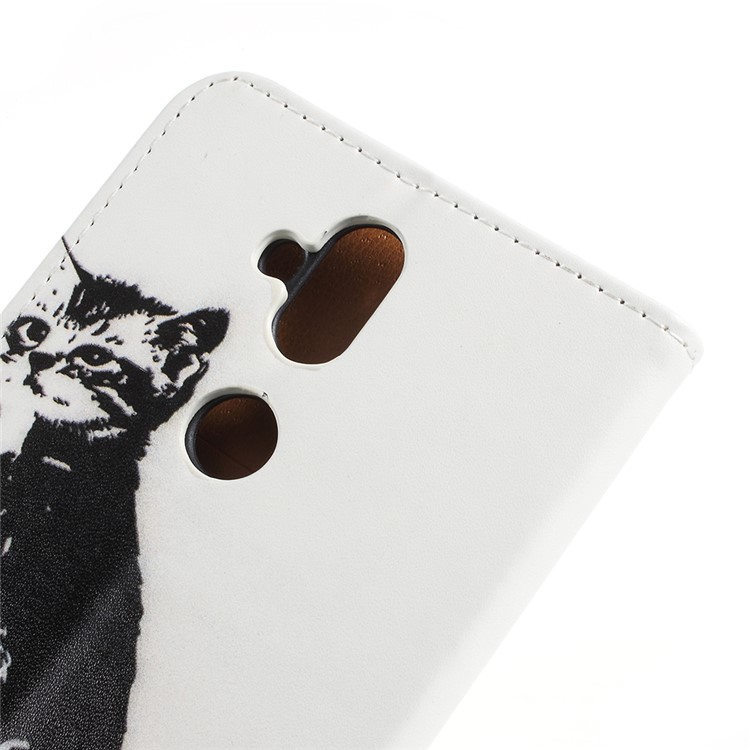 Pattern Printing Wallet Leather Cover Case for Asus Zenfone 5 Lite ZC600KL - Black and White Cat-8