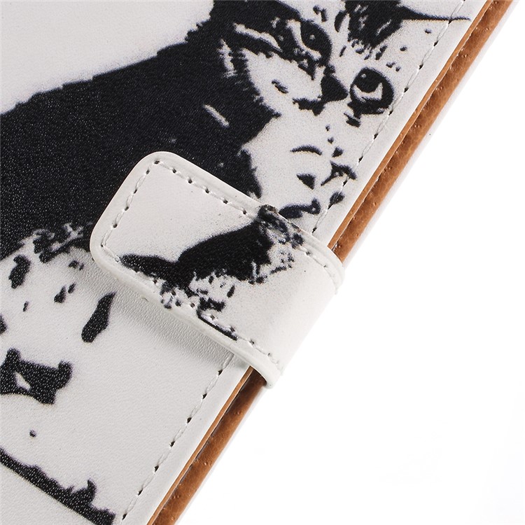 Pattern Printing Wallet Leather Cover Case for Asus Zenfone 5 Lite ZC600KL - Black and White Cat-9