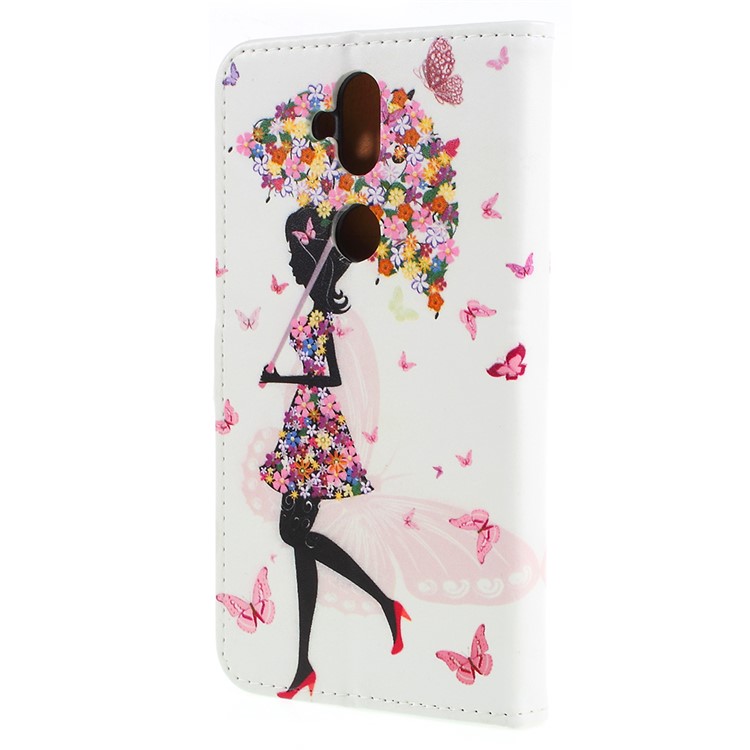 Pattern Printing Wallet Leather Mobile Case for Asus Zenfone 5 Lite ZC600KL - Flowered Girl Holding Umbrella-3