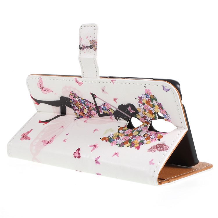 Pattern Printing Wallet Leather Mobile Case for Asus Zenfone 5 Lite ZC600KL - Flowered Girl Holding Umbrella-5