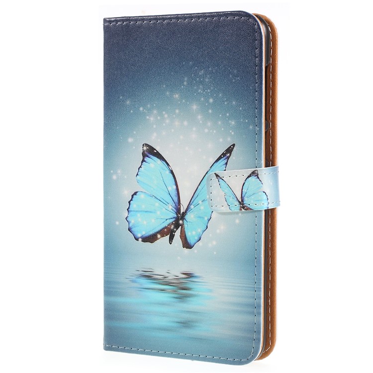 Pattern Printing Wallet Leather Mobile Phone Protection Cover for Asus Zenfone 5 Lite ZC600KL - Blue Butterfly-2