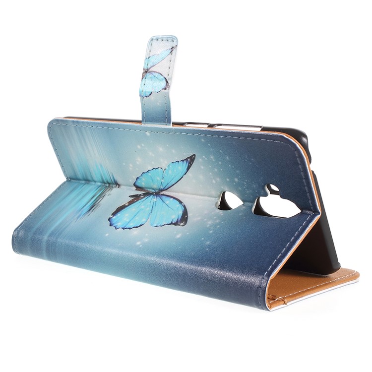 Pattern Printing Wallet Leather Mobile Phone Protection Cover for Asus Zenfone 5 Lite ZC600KL - Blue Butterfly-5