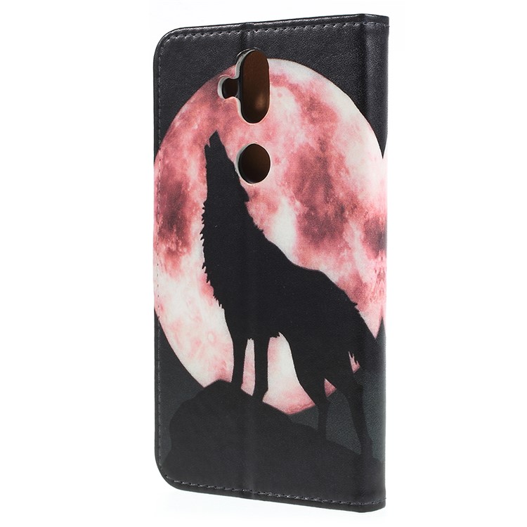 Patterned Leather Wallet Stand Phone Case for Asus Zenfone 5 Lite ZC600KL - Wolf Yelling to the Sky-3