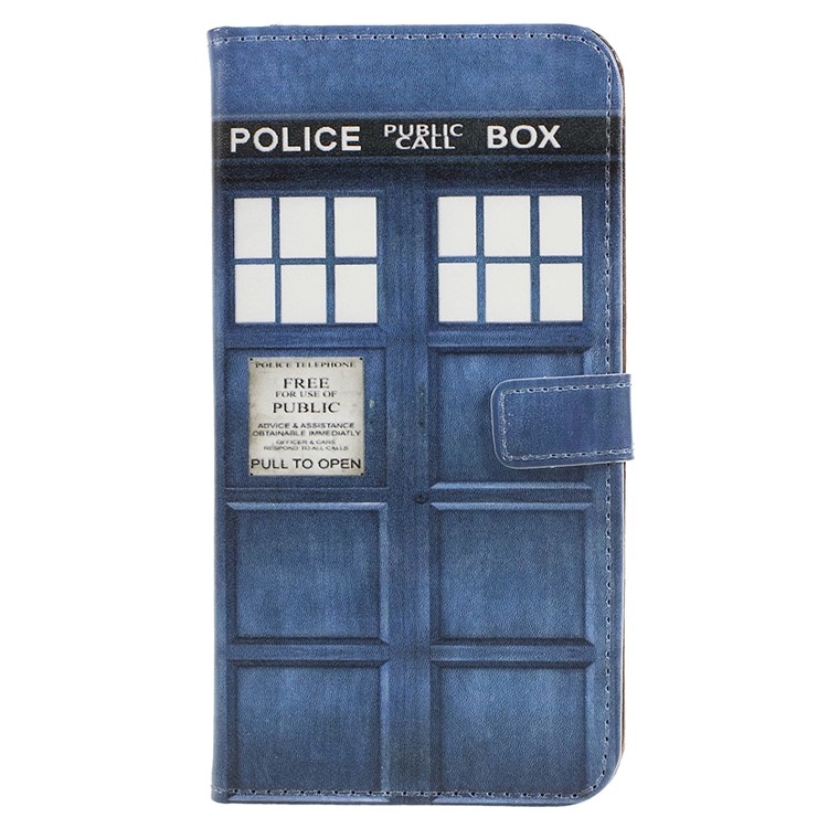 Patterned Leather Wallet Mobile Phone Cover for Asus Zenfone 5 Lite ZC600KL - Police Public Call Box-1