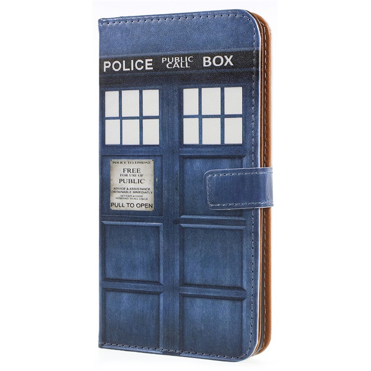 Patterned Leather Wallet Mobile Phone Cover for Asus Zenfone 5 Lite ZC600KL - Police Public Call Box-2