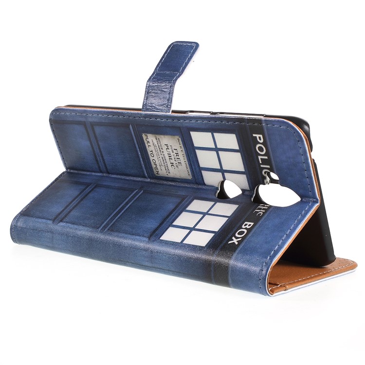 Patterned Leather Wallet Mobile Phone Cover for Asus Zenfone 5 Lite ZC600KL - Police Public Call Box-5