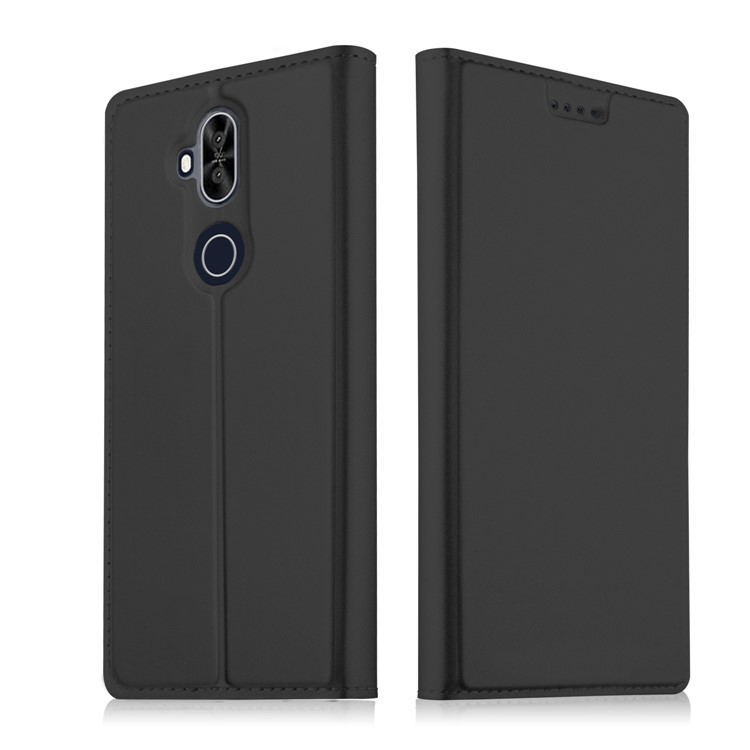 Magnetic Adsorption Leather Card Holder Case for Asus Zenfone 5 Lite ZC600KL - Black-1