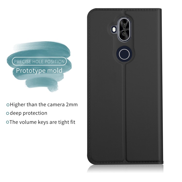Magnetic Adsorption Leather Card Holder Case for Asus Zenfone 5 Lite ZC600KL - Black-3