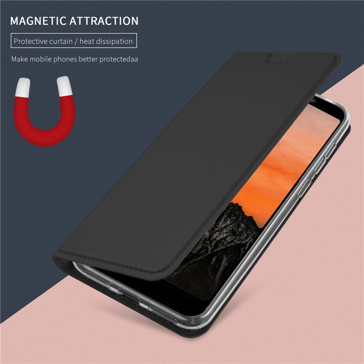 Magnetic Adsorption Leather Card Holder Case for Asus Zenfone 5 Lite ZC600KL - Black-4