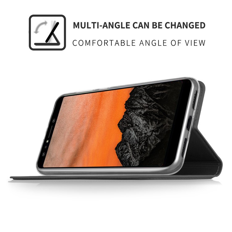 Magnetic Adsorption Leather Card Holder Case for Asus Zenfone 5 Lite ZC600KL - Black-5