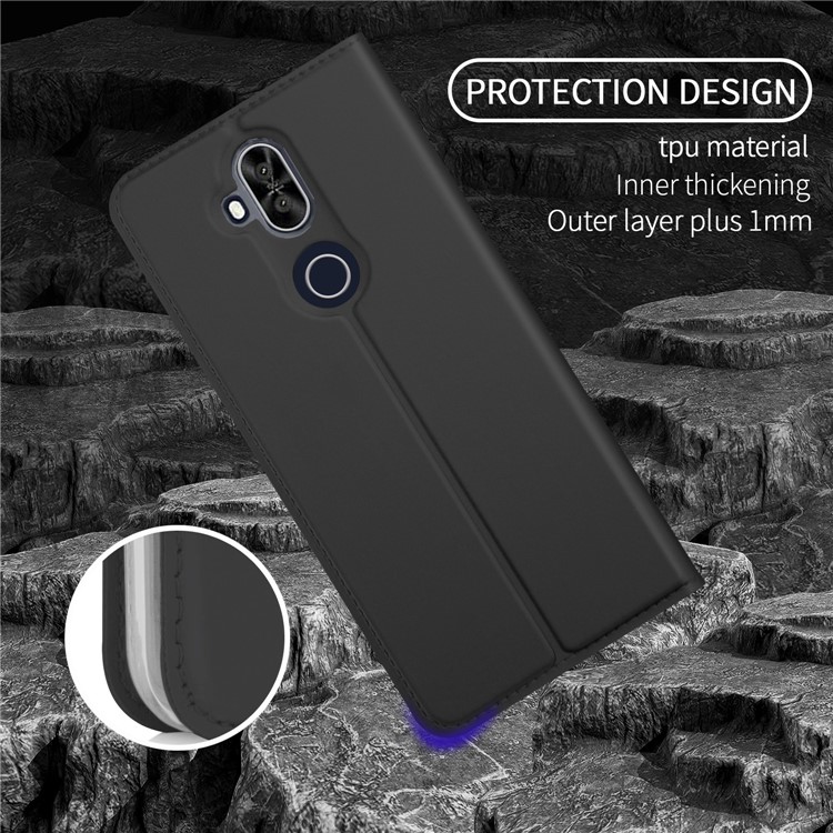 Magnetic Adsorption Leather Card Holder Case for Asus Zenfone 5 Lite ZC600KL - Black-6
