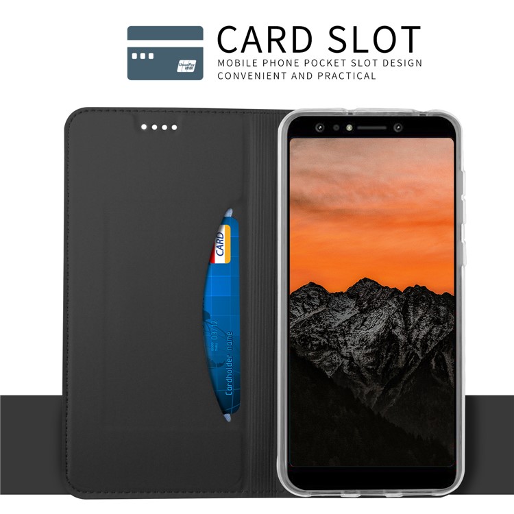 Magnetic Adsorption Leather Card Holder Case for Asus Zenfone 5 Lite ZC600KL - Black-7