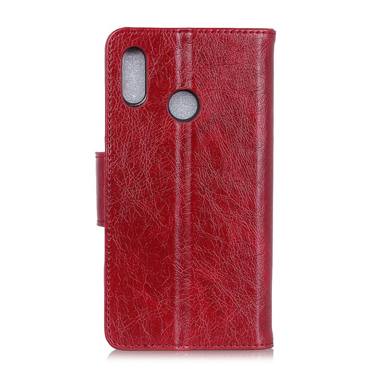 Textured Split Leather Wallet Cover for Asus Zenfone 5 ZE620KL - Red-3