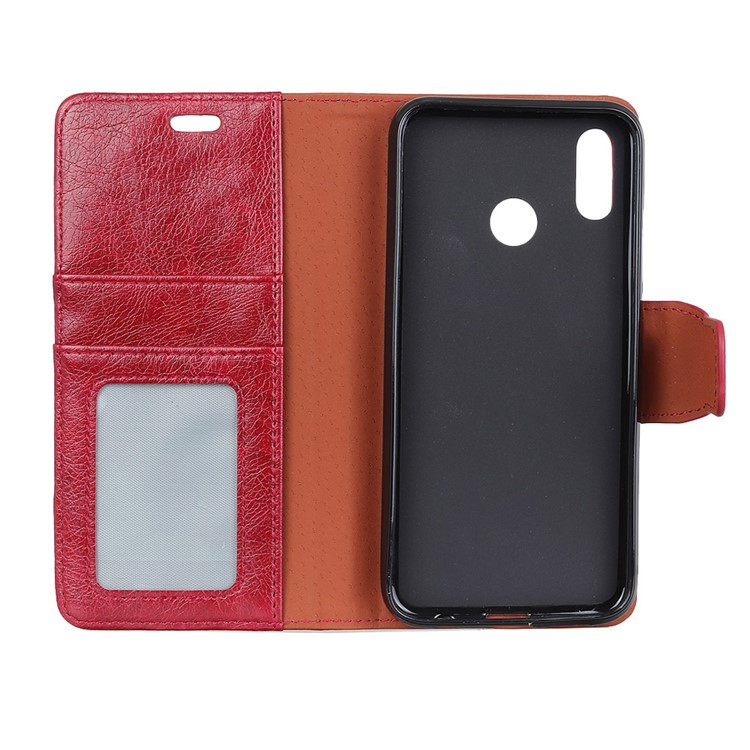 Textured Split Leather Wallet Cover for Asus Zenfone 5 ZE620KL - Red-4