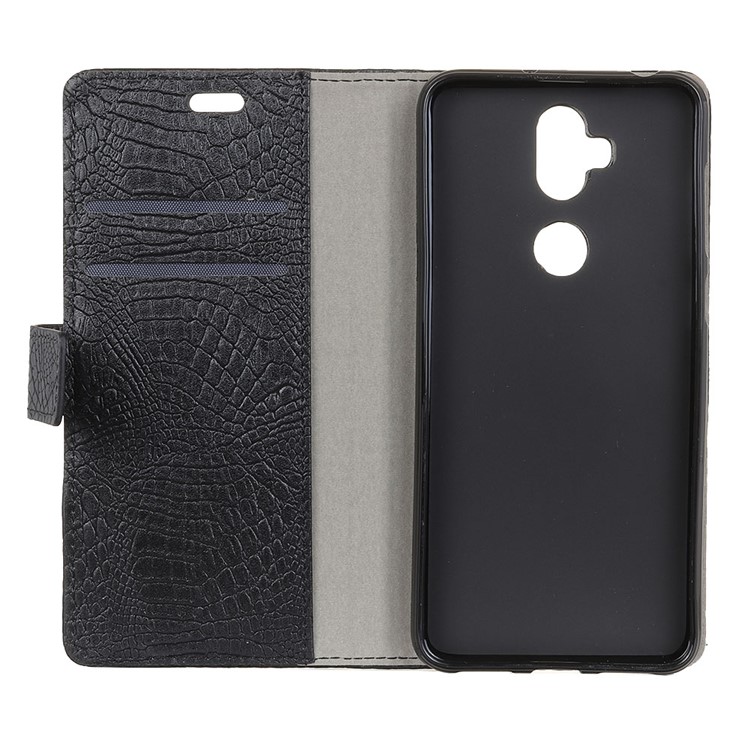 Crocodile Texture PU Leather Wallet Stand Case for Asus Zenfone 5 Lite ZC600KL - Black-4