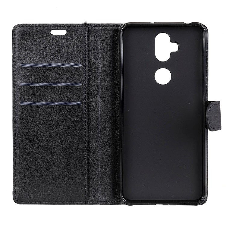 Litchi Skin Wallet Leather Stand Case for Asus Zenfone 5 Lite ZC600KL - Black-6